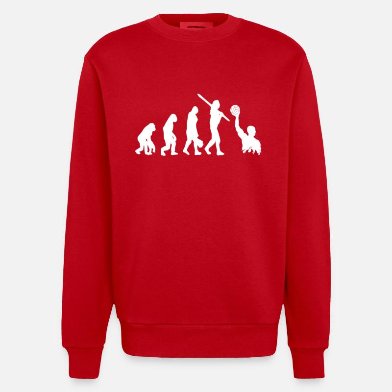 Water Polo Evolution - Heavyweight Oversized Organic Crew Neck Made in EU - red