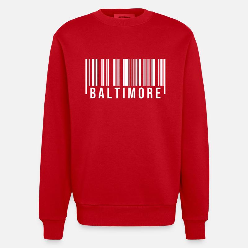 Code-barres Baltimore - Sweat bio épais oversize fabriqué en UE - rouge