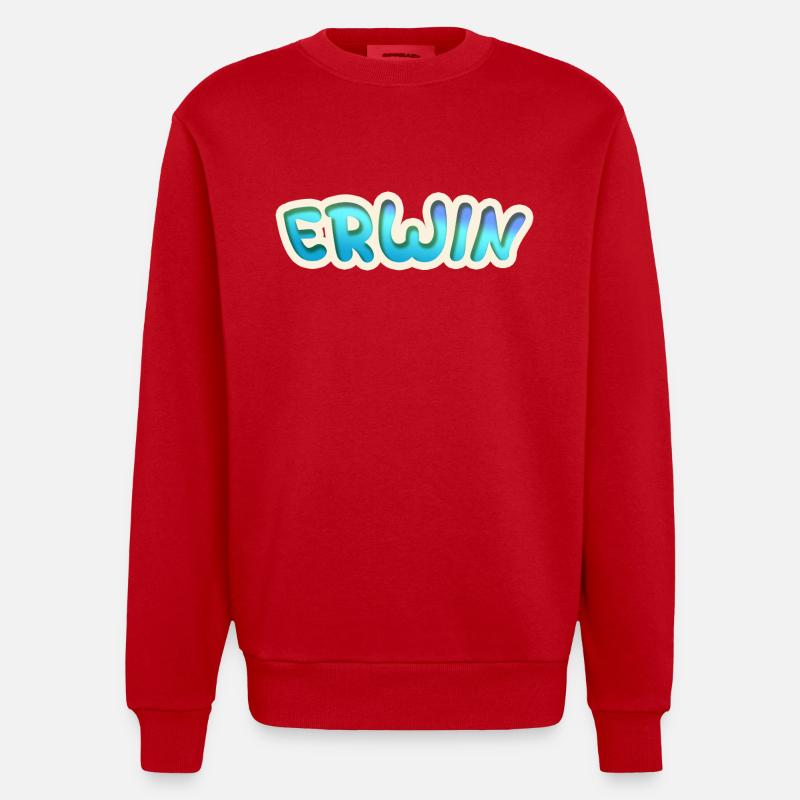 Gift for Erwin - Heavyweight Oversized Organic Crew Neck Made in EU - red