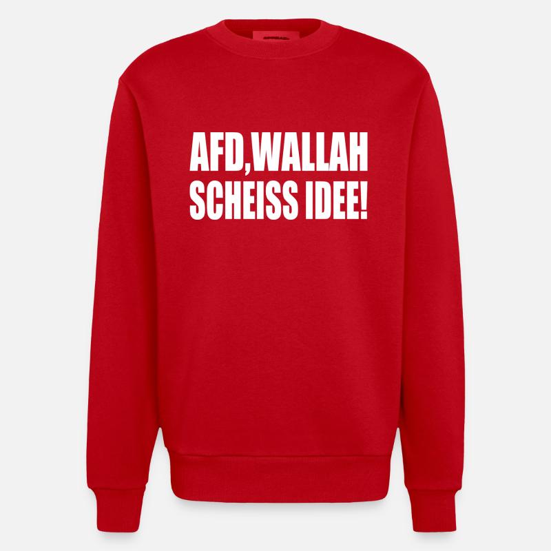 Afd wallah scheiss idee - Heavyweight Oversized Organic Crew Neck Made in EU - Rot
