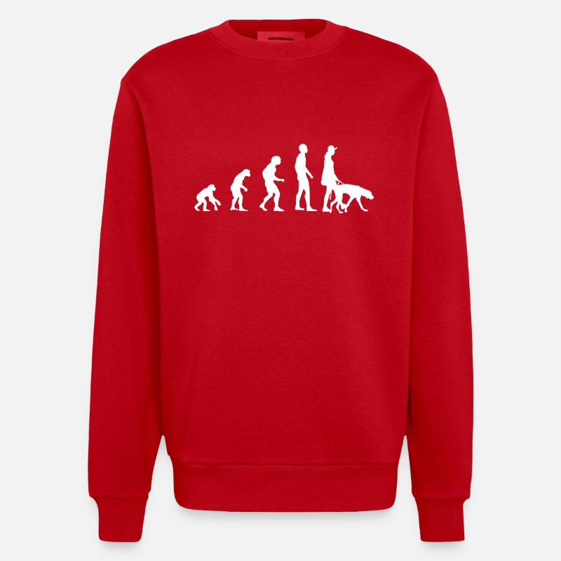Evolution Hundehalter und Hund - Heavyweight Oversized Organic Crew Neck Made in EU - Rot