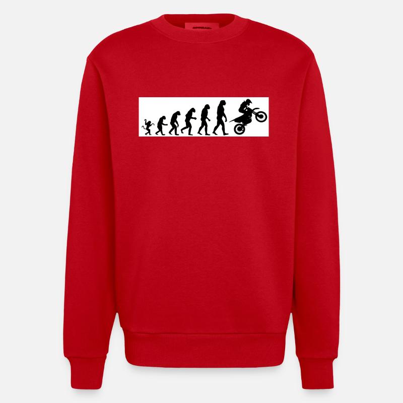 Evolution Motorcycle - Heavyweight Oversized Organic Crew Neck Made in EU - red