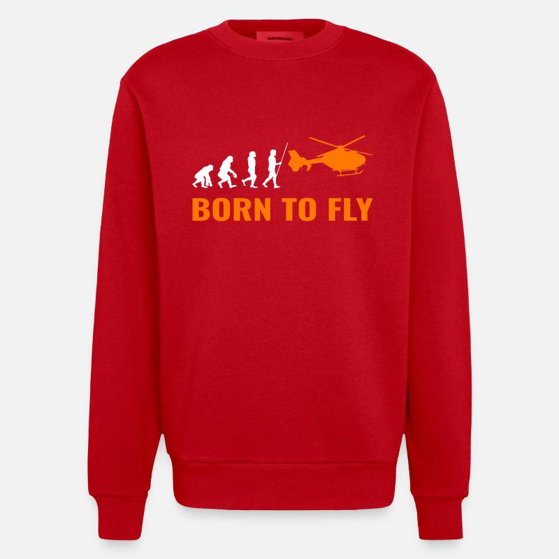 Hubschrauber Evolution Helikopter Pilot - Heavyweight Oversized Organic Crew Neck Made in EU - Rot