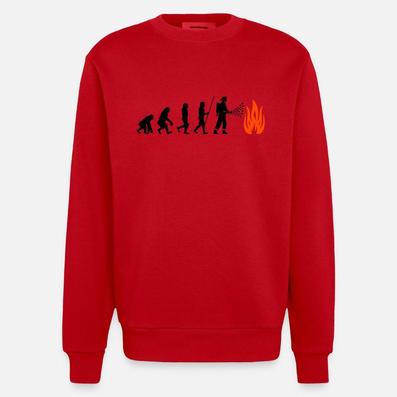 Fire Brigade Evolution - Heavyweight Oversized Organic Crew Neck Made in EU - red