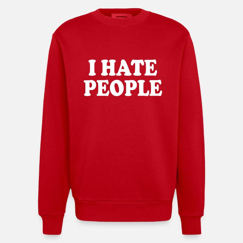 I hate people - Sweat bio épais oversize fabriqué en UE - rouge