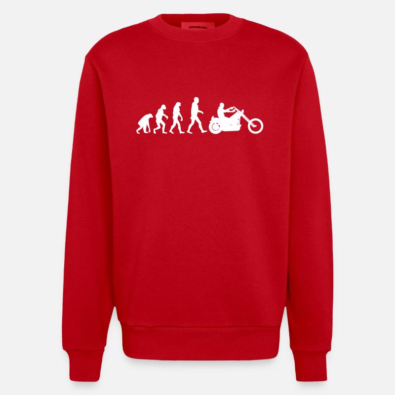 Biker Evolution Chopper - Heavyweight Oversized Organic Crew Neck Made in EU - Rot