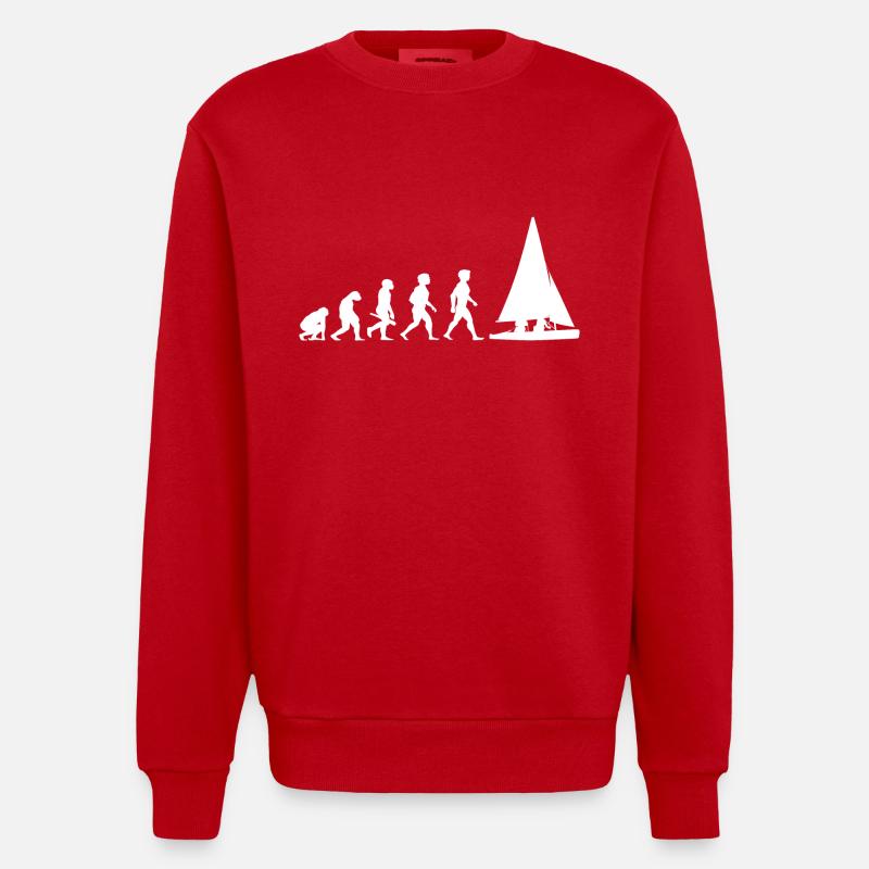 Evolution sailing sailboat sailing ship - Heavyweight Oversized Organic Crew Neck Made in EU - red