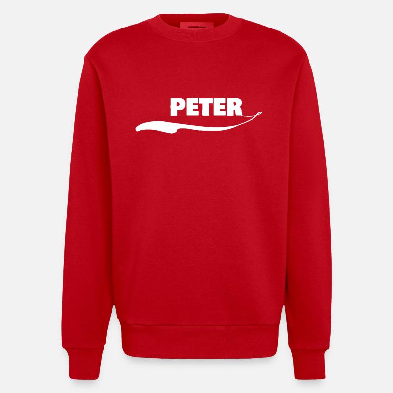 Gift for Peter - Heavyweight Oversized Organic Crew Neck Made in EU - red