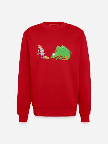Ritter und Drache - Heavyweight Oversized Organic Crew Neck Made in EU - Rot