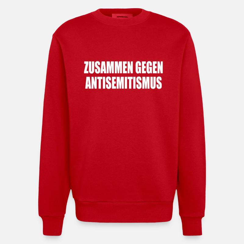 zusammen gegen antisemitismus - Heavyweight Oversized Organic Crew Neck Made in EU - Rot