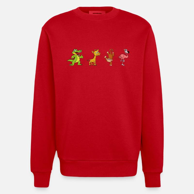 Flamant de singe girafe - Sweat bio épais oversize fabriqué en UE - rouge