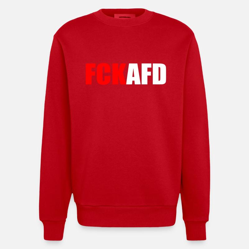 Fck afd - Heavyweight Oversized Organic Crew Neck Made in EU - Rot