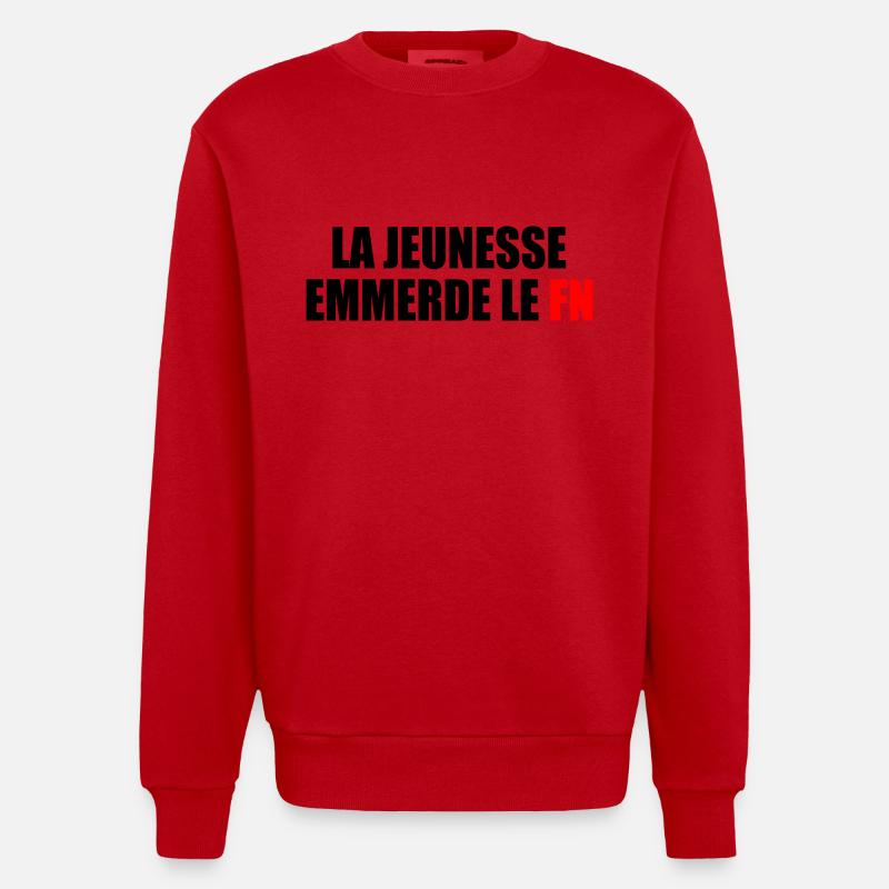 Scheiß auf den Front National - Heavyweight Oversized Organic Crew Neck Made in EU - Rot