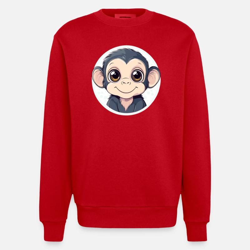 Drôle de bébé singe - Sweat bio épais oversize fabriqué en UE - rouge