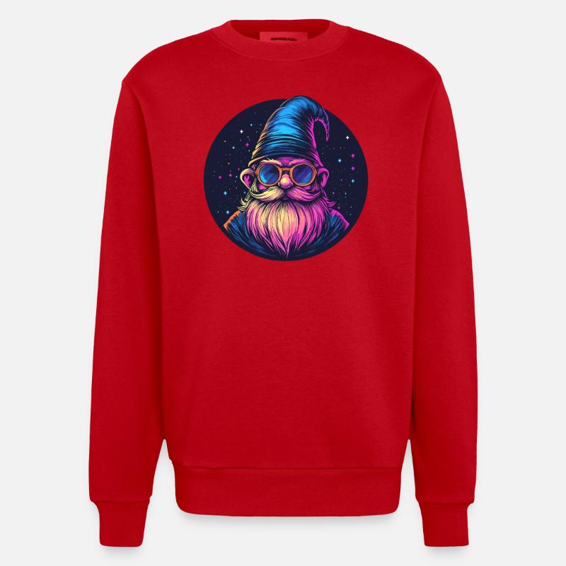 Weltraum Zwerg Retro Look - Heavyweight Oversized Organic Crew Neck Made in EU - Rot