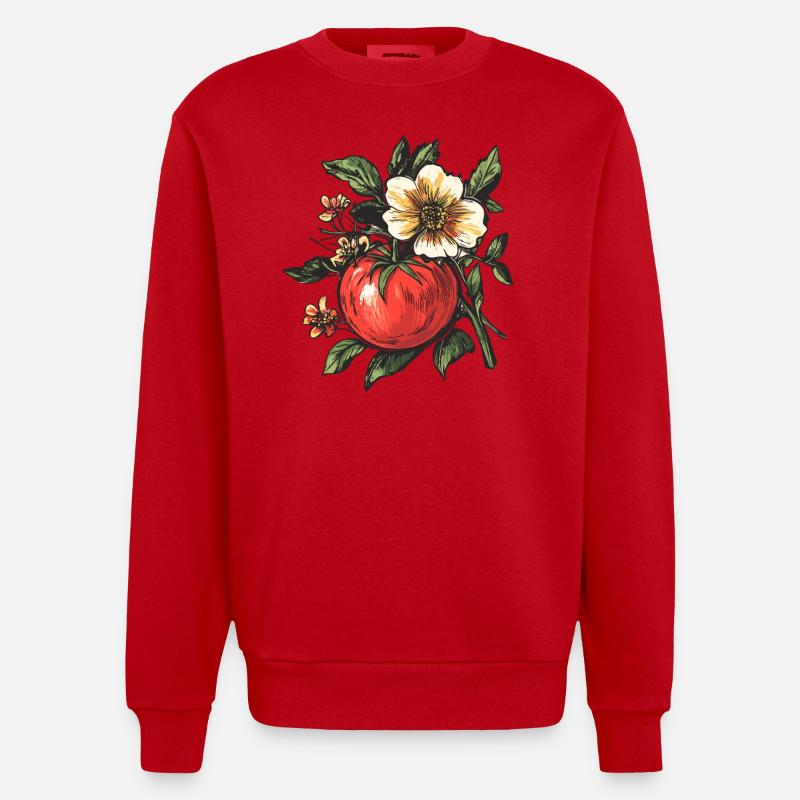 Tomate aux fleurs - Sweat bio épais oversize fabriqué en UE - rouge