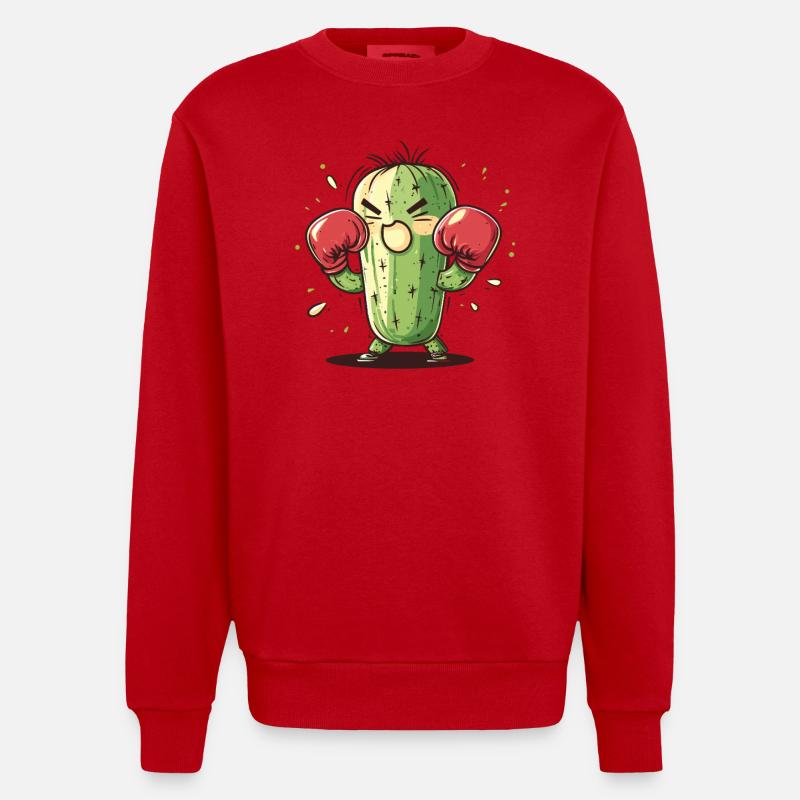 Boxer Cactus en colère - Sweat bio épais oversize fabriqué en UE - rouge