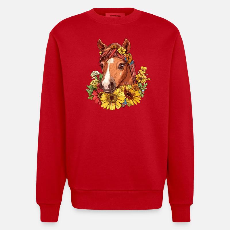 Cheval en couronne d’été - Sweat bio épais oversize fabriqué en UE - rouge