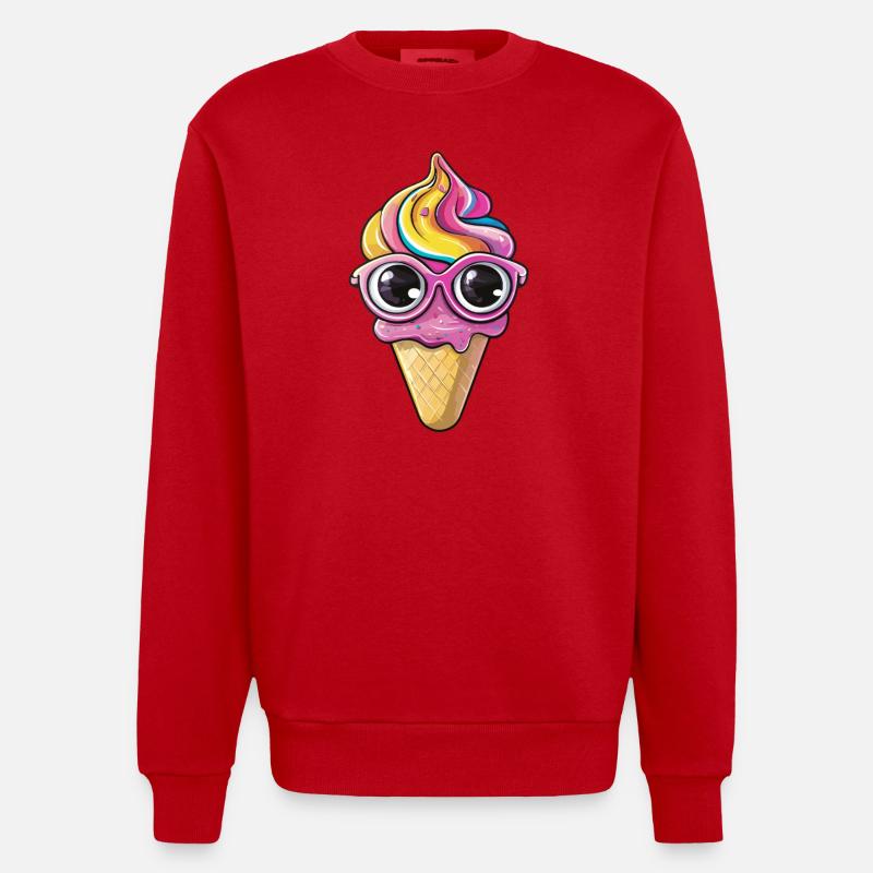 Glace avec des verres - Sweat bio épais oversize fabriqué en UE - rouge