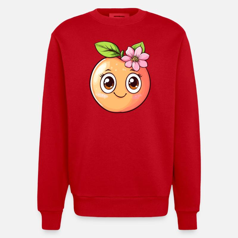 Pêcher avec fleur - Sweat bio épais oversize fabriqué en UE - rouge