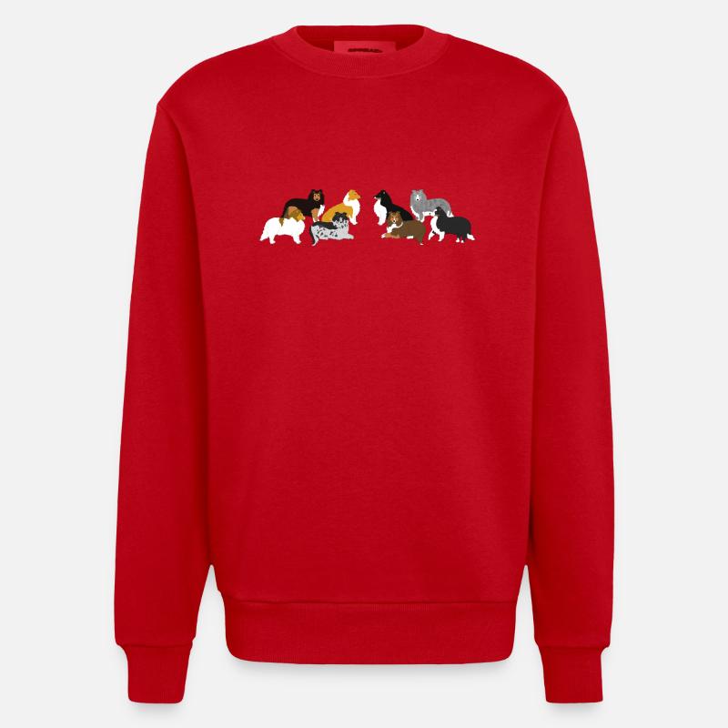 Shelties Querformat - Heavyweight Oversized Organic Crew Neck Made in EU - Rot