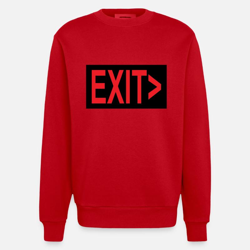 Exit / Exit / Emergency Exit - Heavyweight Oversized Organic Crew Neck Made in EU - red