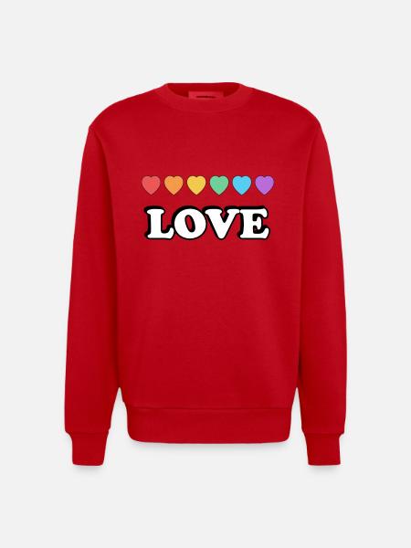 Liebe Regenbogenherzen - Heavyweight Oversized Organic Crew Neck Made in EU - Rot