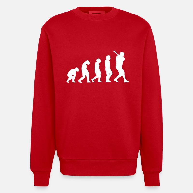Baseballspieler Evolution Baseball - Heavyweight Oversized Organic Crew Neck Made in EU - Rot