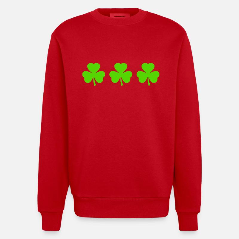 Trèfle d’Irlande Trèfles - Sweat bio épais oversize fabriqué en UE - rouge