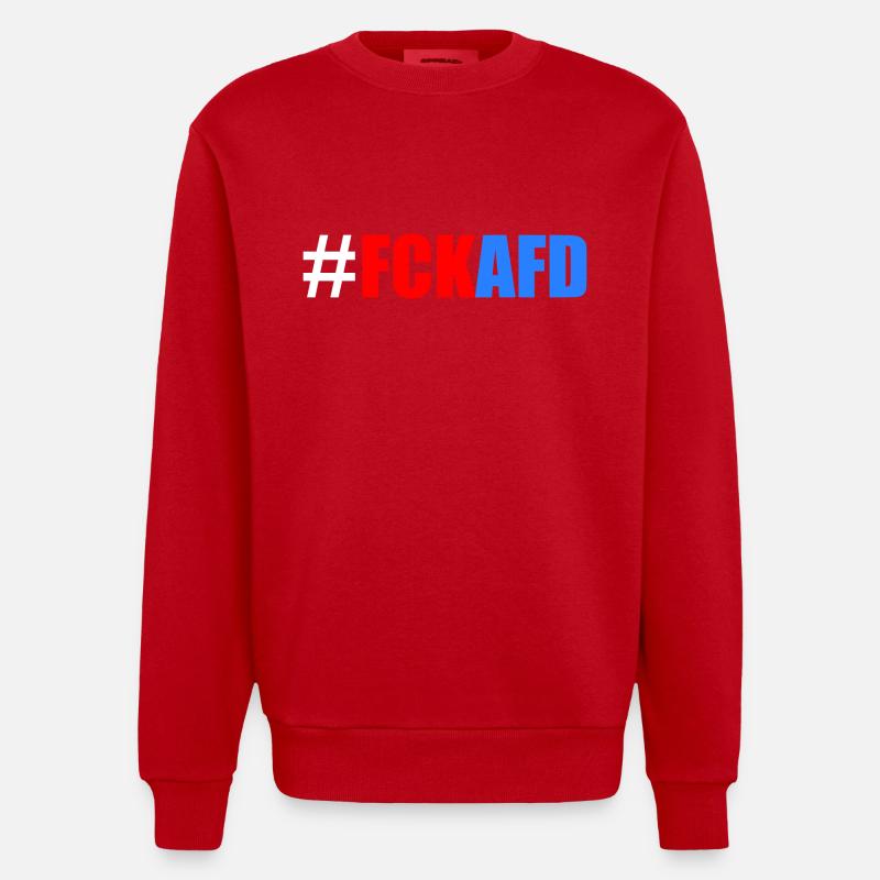 Fck afd - Heavyweight Oversized Organic Crew Neck Made in EU - Rot