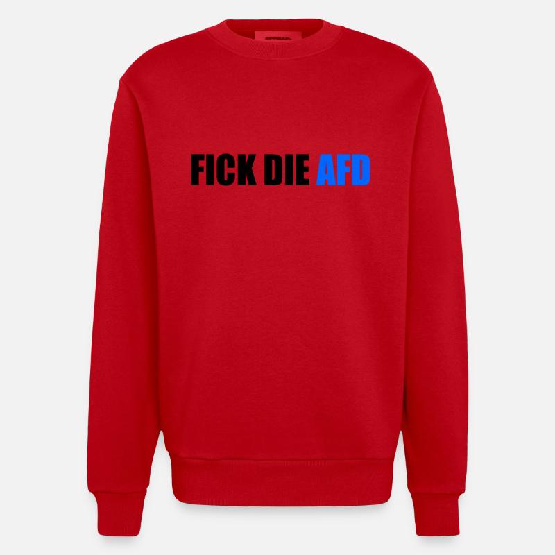 Fick die afd - Heavyweight Oversized Organic Crew Neck Made in EU - Rot