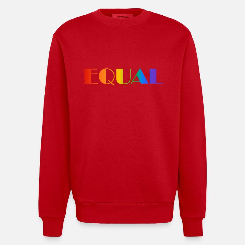 TEXTE ARC-EN-CIEL ÉGAL - Sweat bio épais oversize fabriqué en UE - rouge