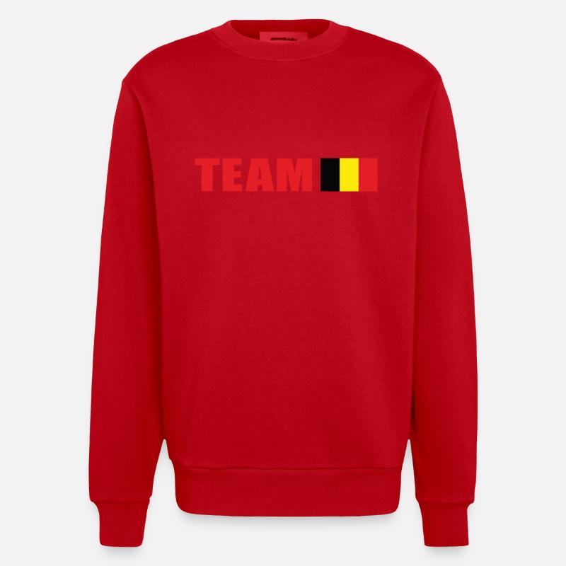 Support-Team Belgien - Heavyweight Oversized Organic Crew Neck Made in EU - Rot