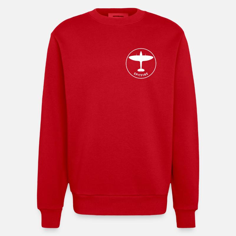 Spitfire-Jagdflugzeug - Heavyweight Oversized Organic Crew Neck Made in EU - Rot