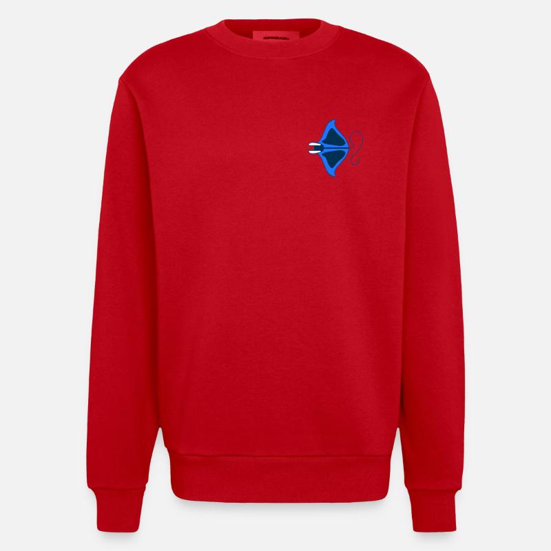 Manta Linear Blue Stylized - Heavyweight Oversized Organic Crew Neck Made in EU - red