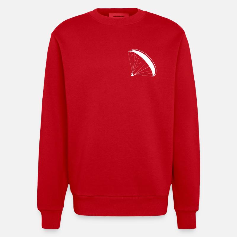 Gleitschirm Pilot Silhouette Paragliding Logo - Heavyweight Oversized Organic Crew Neck Made in EU - Rot