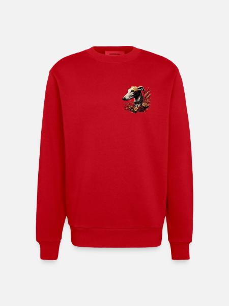 Greyhoundkopf Herbstrosenkranz - Heavyweight Oversized Organic Crew Neck Made in EU - Rot