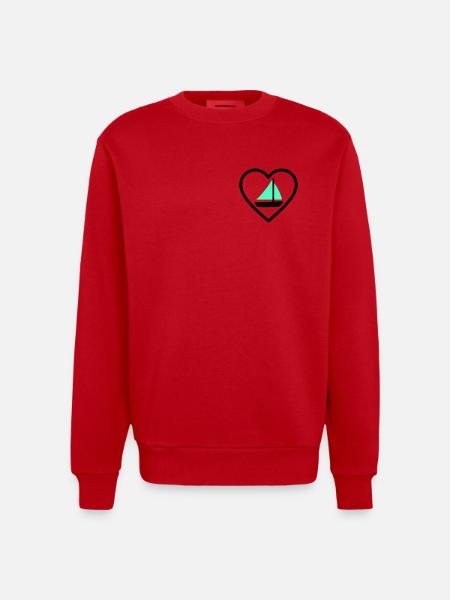 Cuore Vela – Passione Navigazione - Heavyweight Oversized Organic Crew Neck Made in EU - red
