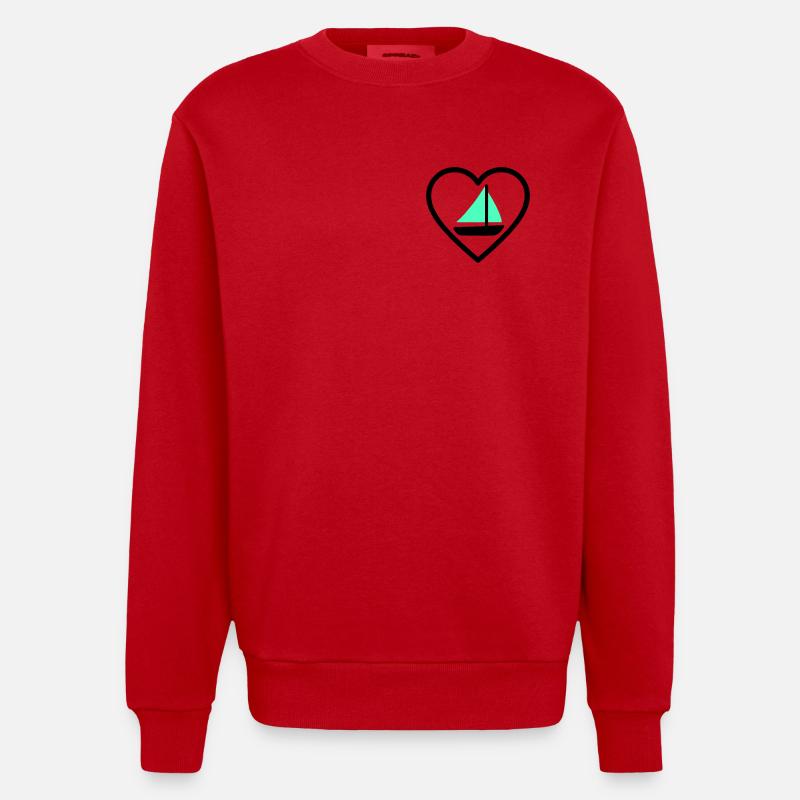 Cuore Vela – Passione Navigazione - Heavyweight Oversized Organic Crew Neck Made in EU - red