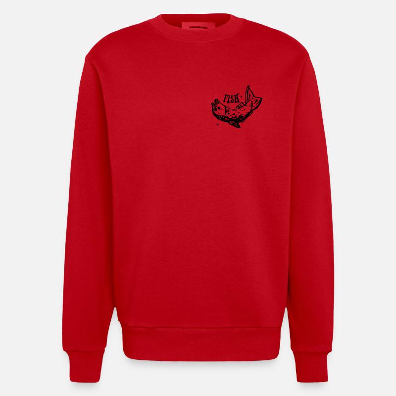 Fish - Heavyweight Oversized Organic Crew Neck Made in EU - red
