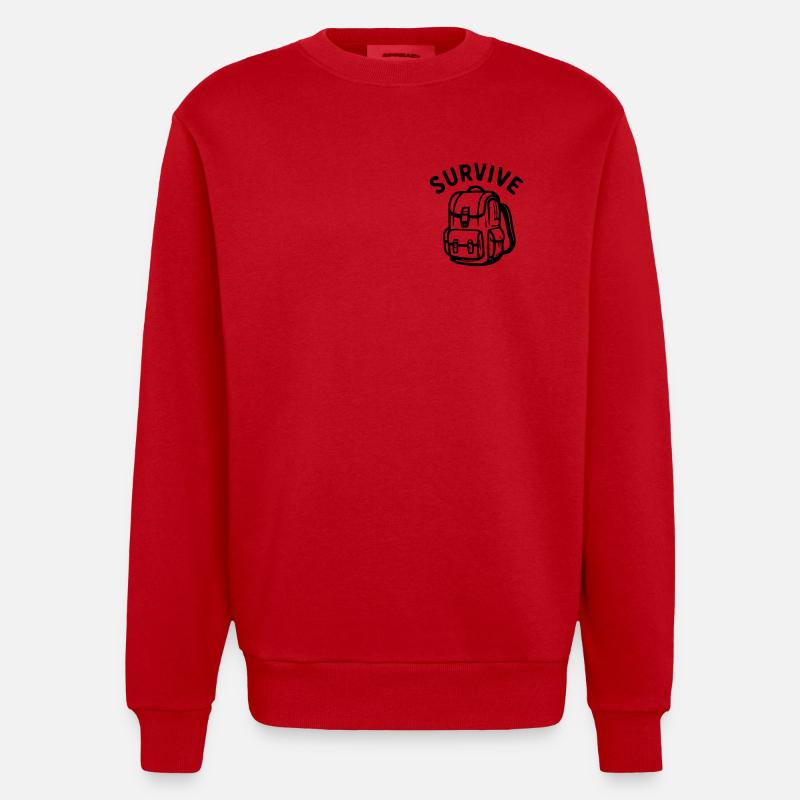 Survive - backpack - Heavyweight Oversized Organic Crew Neck Made in EU - red