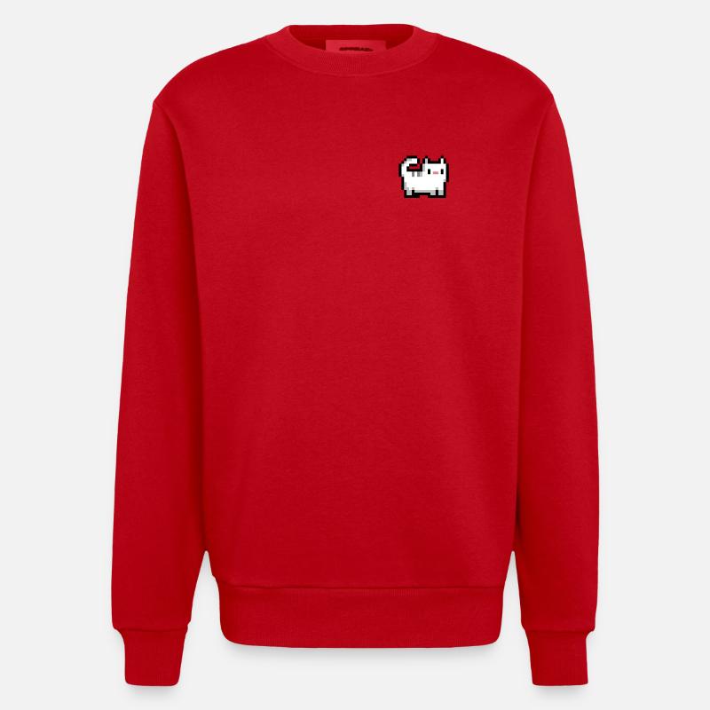 Retro Katze - Heavyweight Oversized Organic Crew Neck Made in EU - Rot