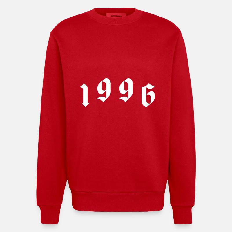 1996 Jahr - Heavyweight Oversized Organic Crew Neck Made in EU - Rot