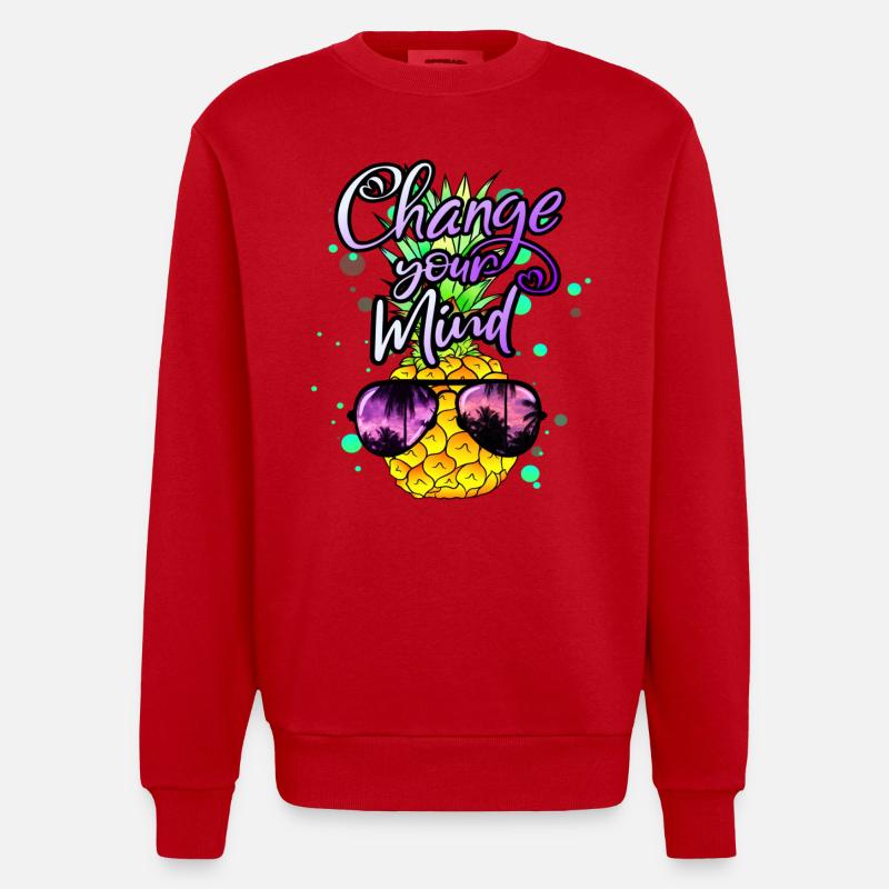 coole Ananas Change your Mind - Heavyweight Oversized Organic Crew Neck Made in EU - Rot