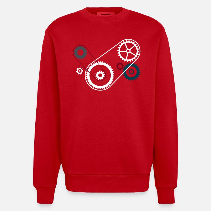 Gears gearbox engine block - Heavyweight Oversized Organic Crew Neck Made in EU - red