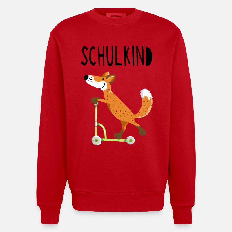 Endlich Schuldkind - Kleiner Fuchs mit Roller - Heavyweight Oversized Organic Crew Neck Made in EU - Rot