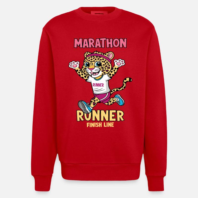 Leopard Marathon Läufer - Heavyweight Oversized Organic Crew Neck Made in EU - Rot