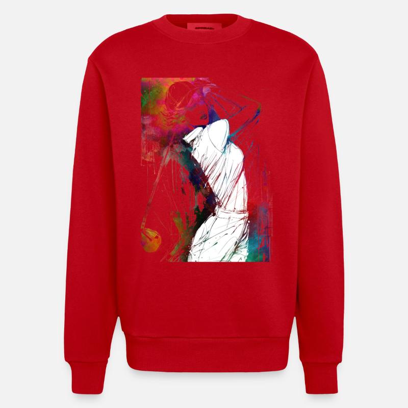 Golfspieler #golf - Heavyweight Oversized Organic Crew Neck Made in EU - Rot