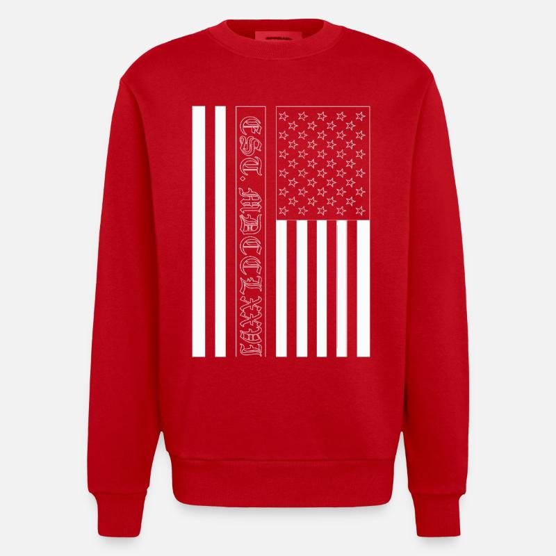 Est. MDCCLXXVI Drapeau des États-Unis - Sweat bio épais oversize fabriqué en UE - rouge