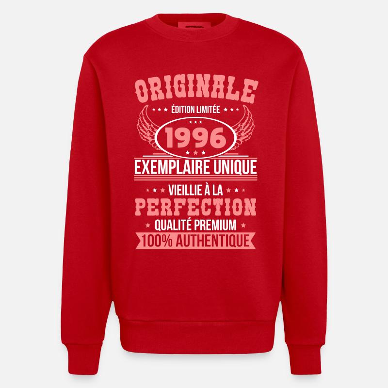 1996 – Unique example – Premium quality - Heavyweight Oversized Organic Crew Neck Made in EU - red